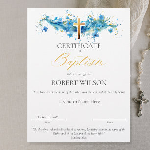 Certificate of Baptism, Christening Certificate