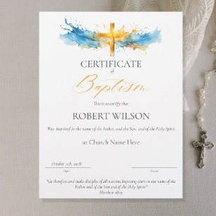 Certificate of Baptism, Christening Certificate