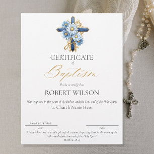 Certificate of Baptism, Christening Certificate