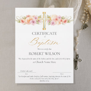 Certificate of Baptism, Christening Certificate