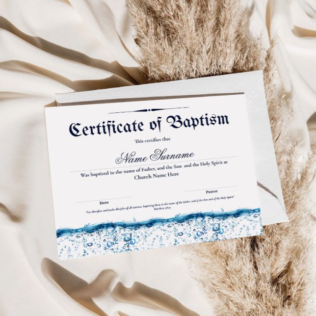 Certificate of Baptism Water Baptism Paper Sheet (Creator Uploaded)