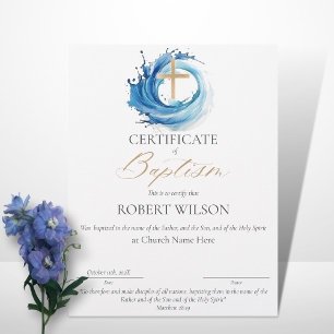 Certificate of Baptism, Water Christening