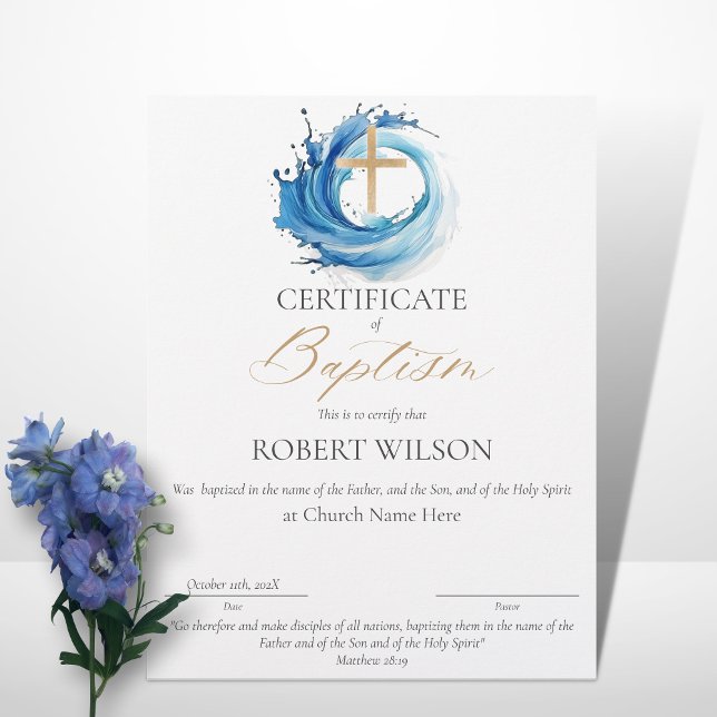 Certificate of Baptism, Water Christening (Creator Uploaded)