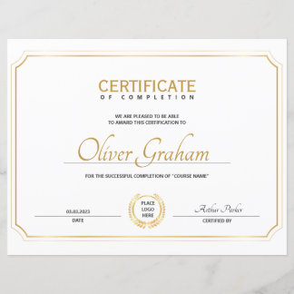 Certificate of Completion Award