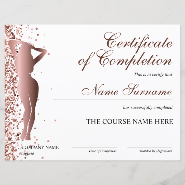 Certificate of Completion Award Body Sculpting (Front)