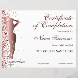 Certificate of Completion Award Body Sculpting