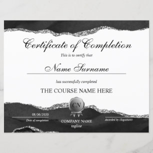 Certificate of Completion Award Course Completion