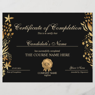 Certificate of Completion Award Course Completion