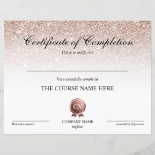 Certificate of Completion Award Course Completion