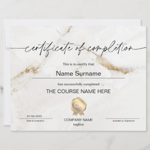 Certificate of Completion Award Course Completion