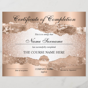 Certificate of Completion Award Course Completion