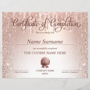 Certificate of Completion Award Course Completion