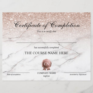 Certificate of Completion Award Course Completion