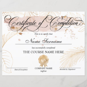 Certificate of Completion Award Course Completion