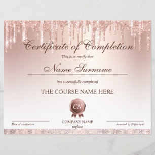 Certificate of Completion Award Course Completion