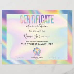 Certificate of Completion Award Course Completion