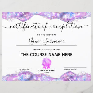 Certificate of Completion Award Course Completion