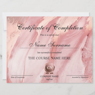 Certificate of Completion Award Course Completion 