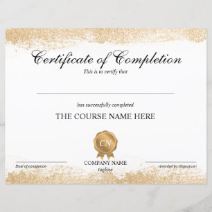 Certificate of Completion Award Course Completion