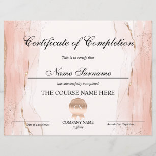 Certificate of Completion Award Course Completion