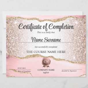 Certificate of Completion Award Course Completion