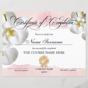 Certificate of Completion Award Course Completion