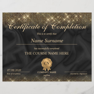 Certificate of Completion Award Course Completion