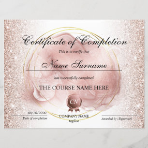 Certificate of Completion Award Course Completion