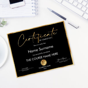 Certificate of Completion Award Course Completion