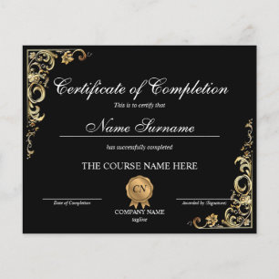 Certificate of Completion Award Course Completion