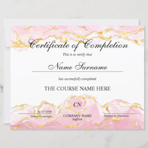 Certificate of Completion Award Course Completion