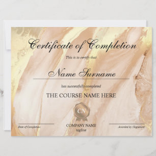 Certificate of Completion Award Course Completion 