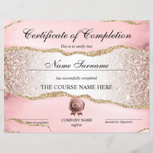 Certificate of Completion Award Course Completion