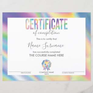 Certificate of Completion Award Course Completion