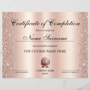 Certificate of Completion Award Course Completion