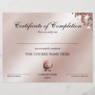 Certificate of Completion Award Course Completion