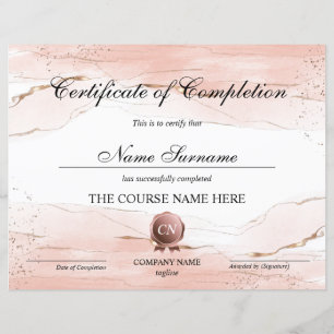 Certificate of Completion Award Course Completion