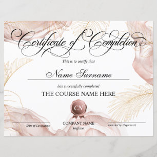 Certificate of Completion Award Course Completion