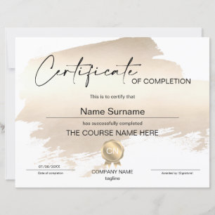 Certificate of Completion Award Course Completion