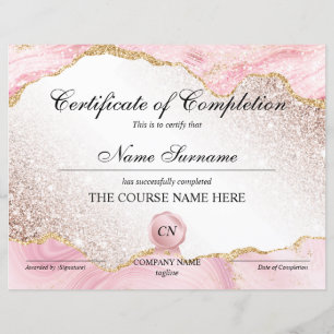 Certificate of Completion Award Course Completion