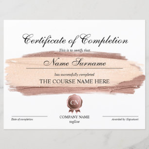 Certificate of Completion Award Course Completion