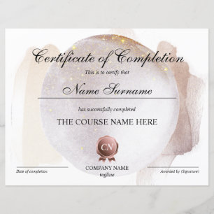 Certificate of Completion Award Course Completion