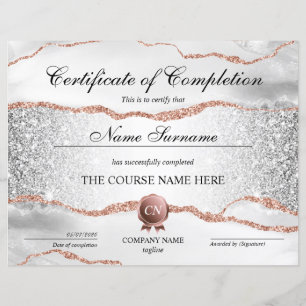 Certificate of Completion Award Course Completion