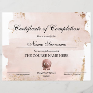 Certificate of Completion Award Course Completion