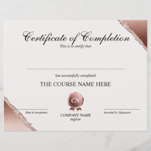 Certificate of Completion Award Course Completion