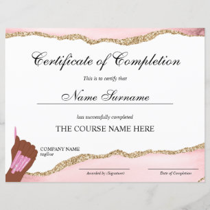 Certificate of Completion Award Course Nail Artist