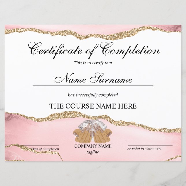 Certificate of Completion Award Course Nail Artist (Front)