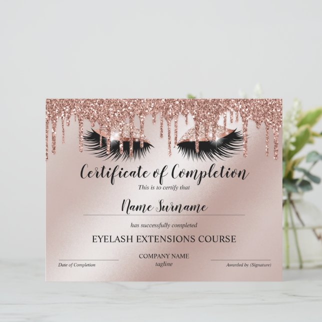 Certificate of Completion Award lashes Course (Standing Front)