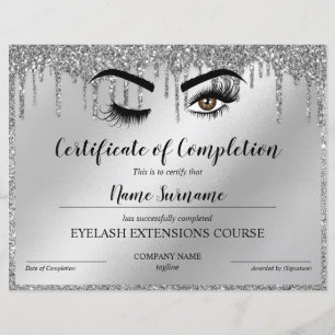 Certificate of Completion Award lashes Course