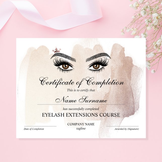 Certificate of Completion Award lashes Course (Creator Uploaded)